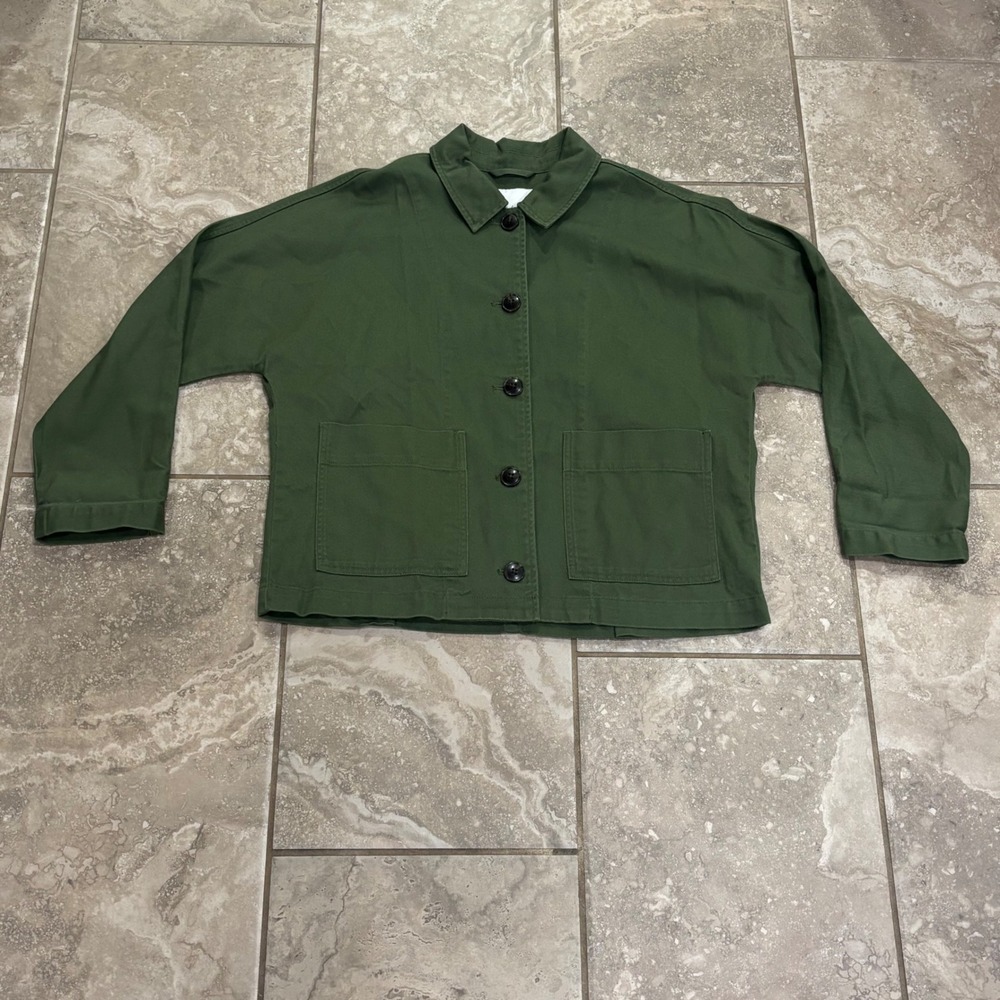 Madewell Womens Olive Green Canvas Chore Jacket NB231 Boxy Utility Coat Small